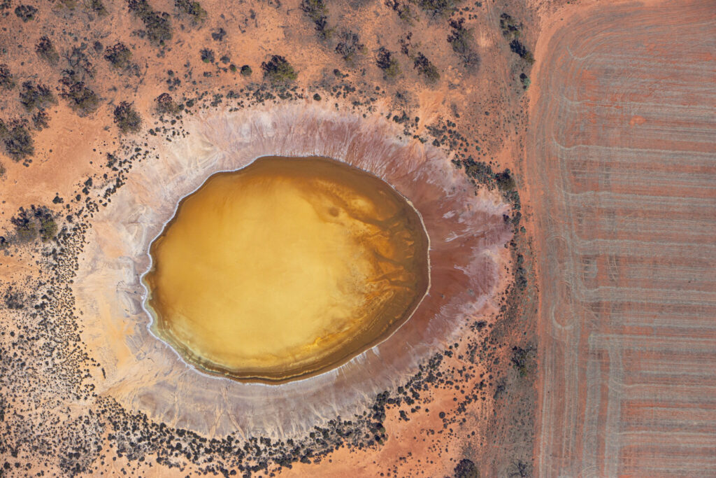 Aerial of the salt lakes of North Midlands taken in March 2021. Photo by Martine Perret.