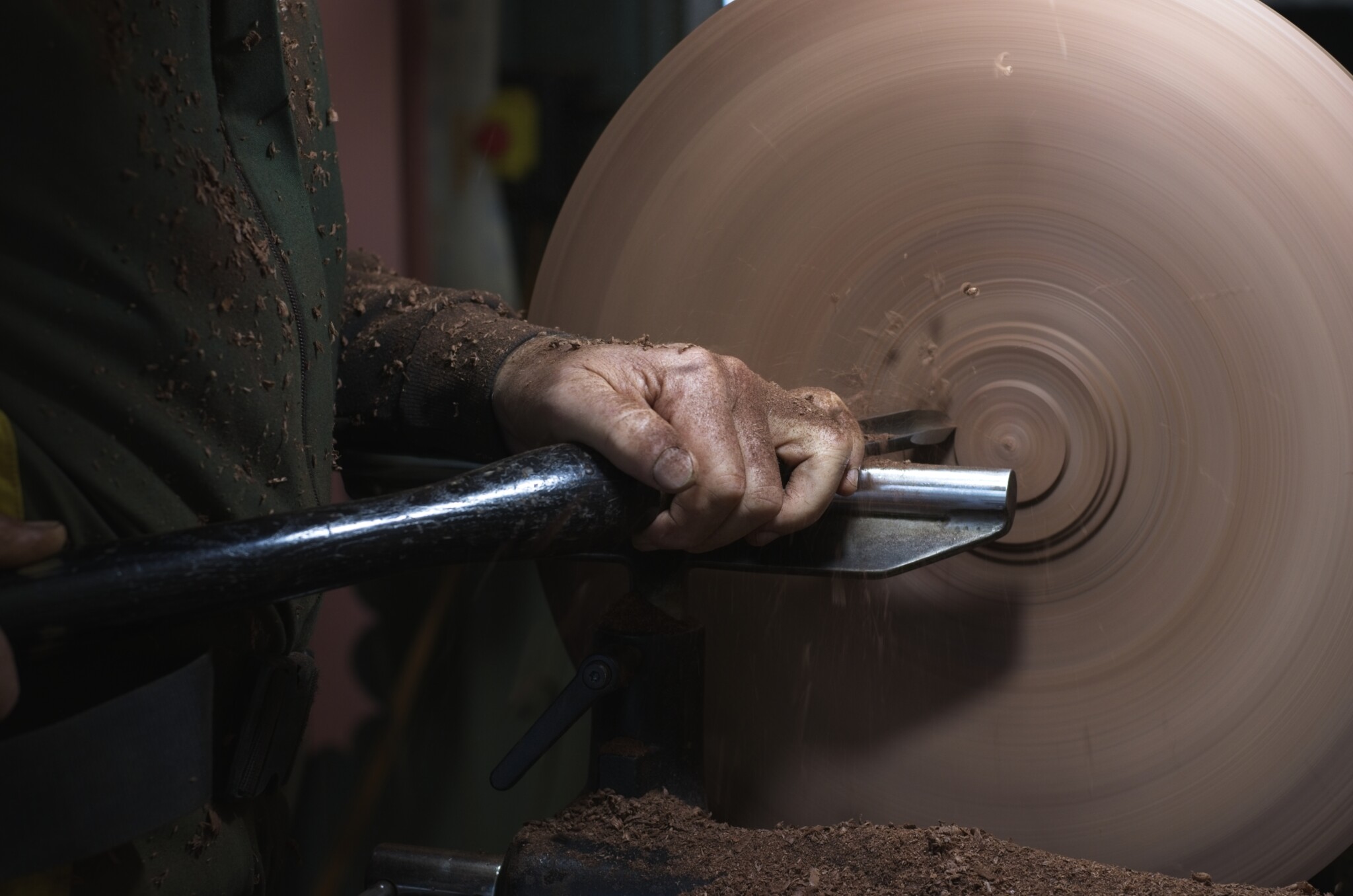 Close-up of Neil's hands as he works.