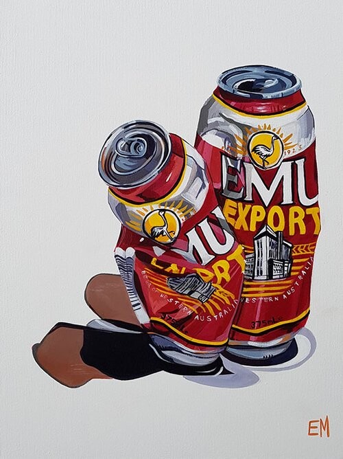 Painting of two Emu Export cans