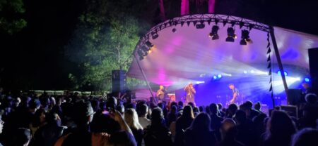 Downsyde and Kyle Barlett on stage performing at the Nannup Music Festival. Photo: Ivan Tolj.